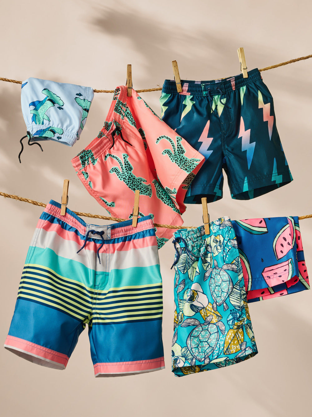 Mid-Length Swim Trunks - Rainbow Lightning Bolt