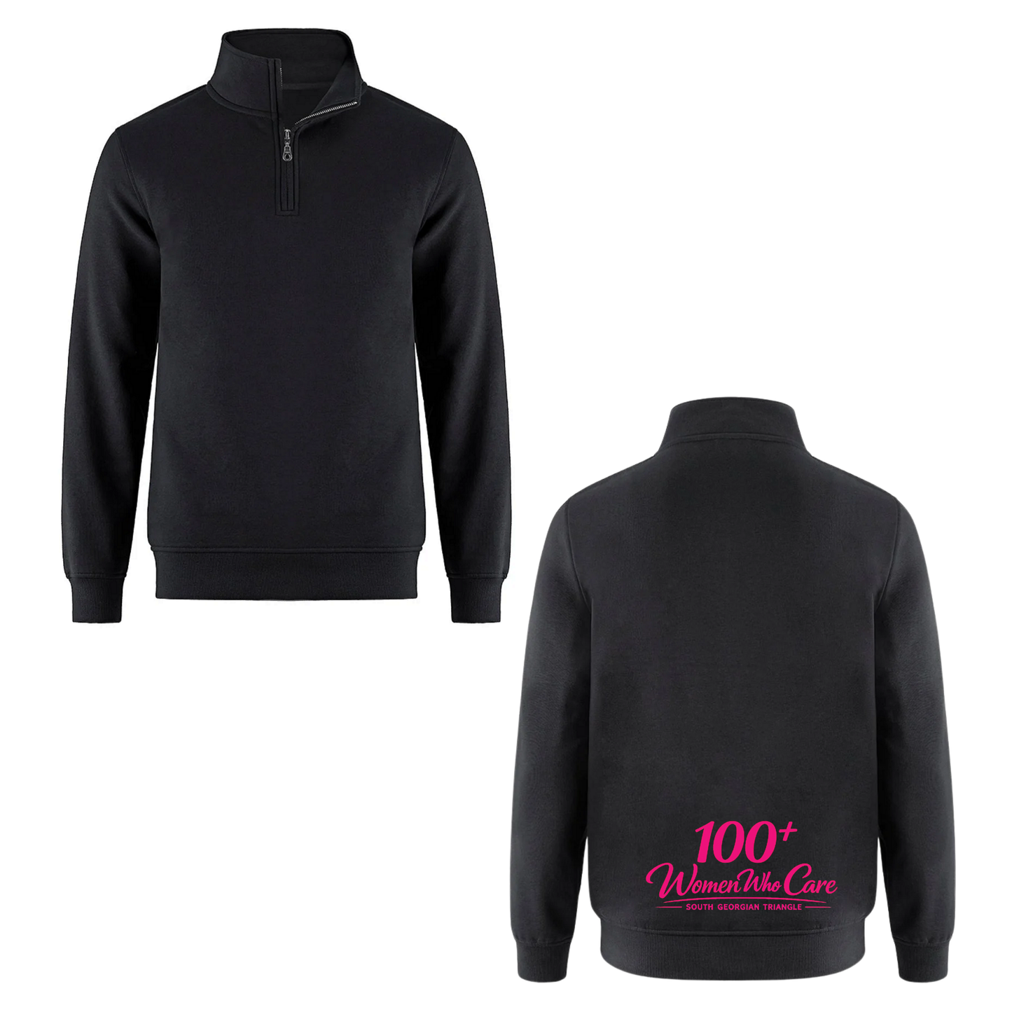 100+ Women Who Care South Georgian Triangle Black Quarter Zip Sweatshirt