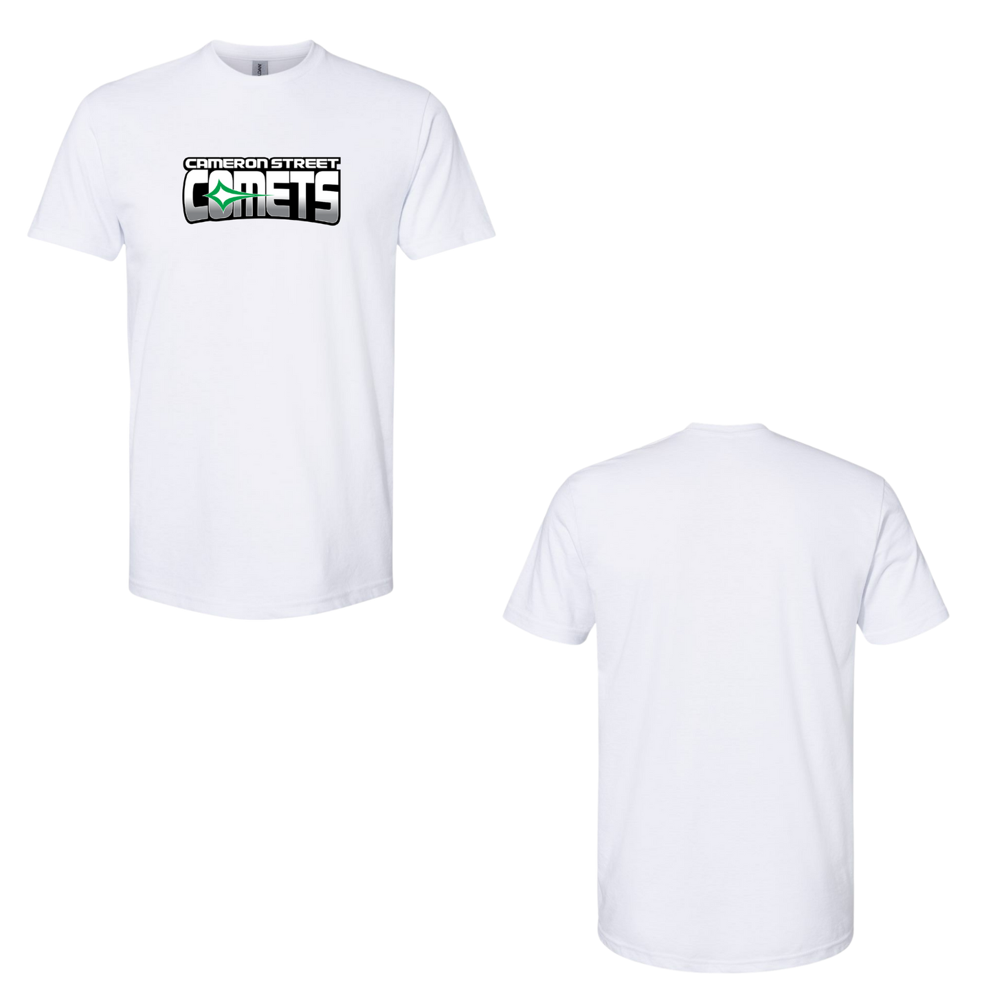Cameron Street Comets Crewneck Tee - White / Large Green Logo