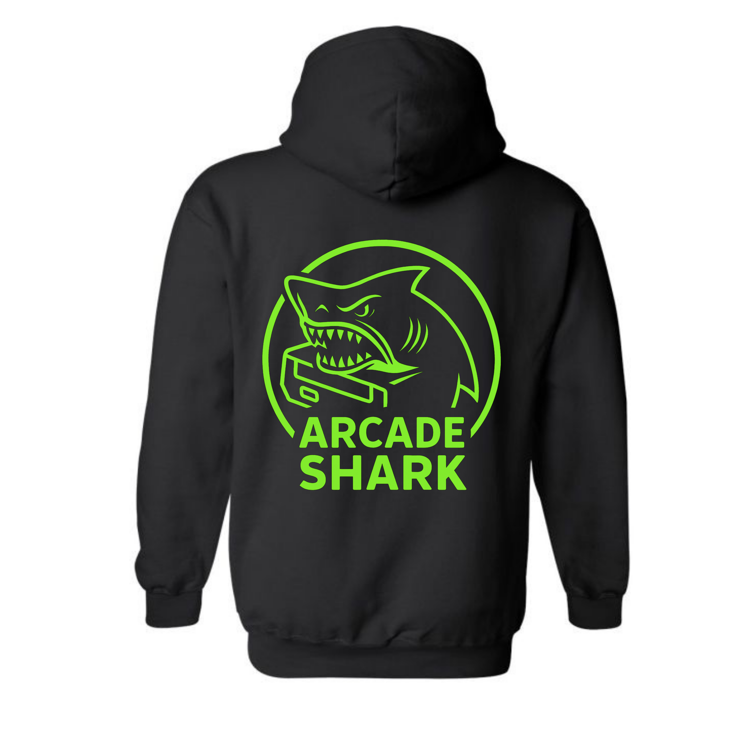 Arcade Shark Oversize Logo Hooded Sweatshirt - Black