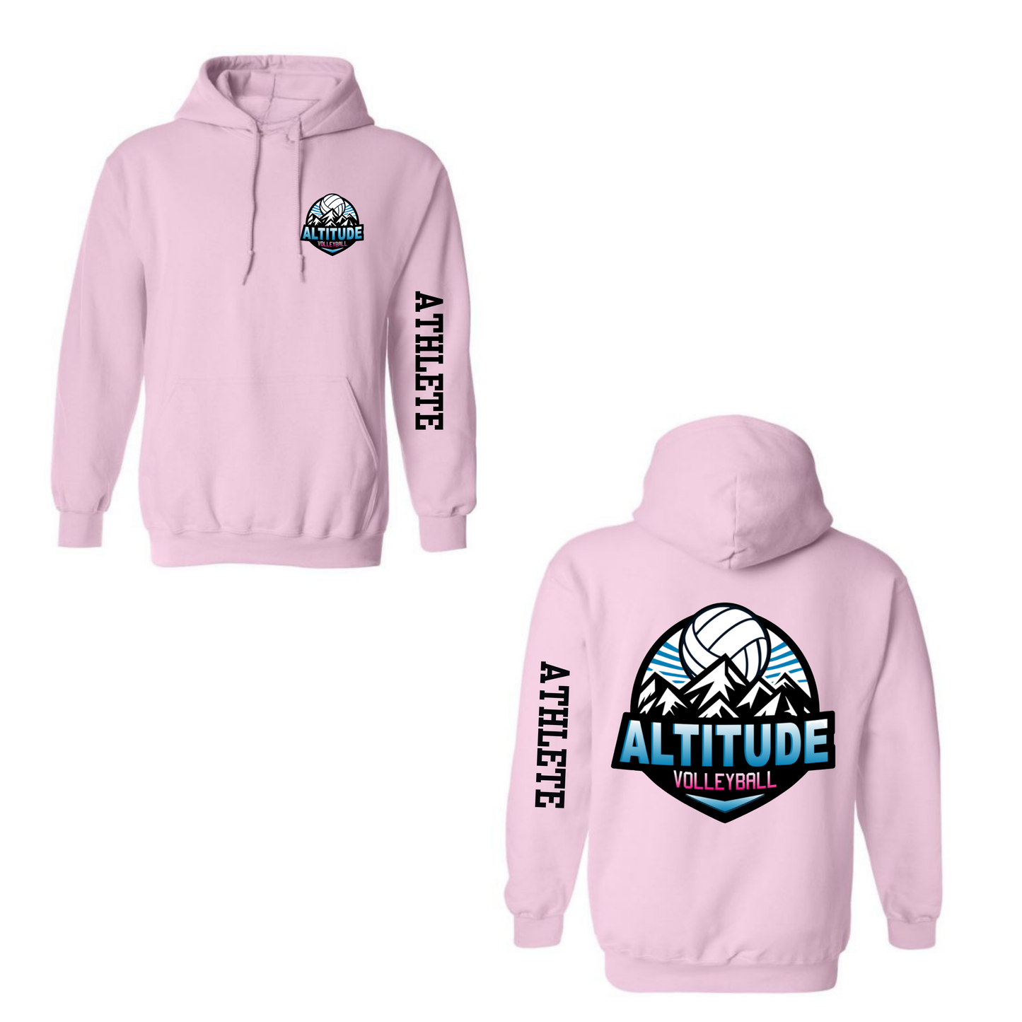 Altitude Personalized Dual Logo Hooded Sweatshirt - Soft Pink (Youth & Adult)