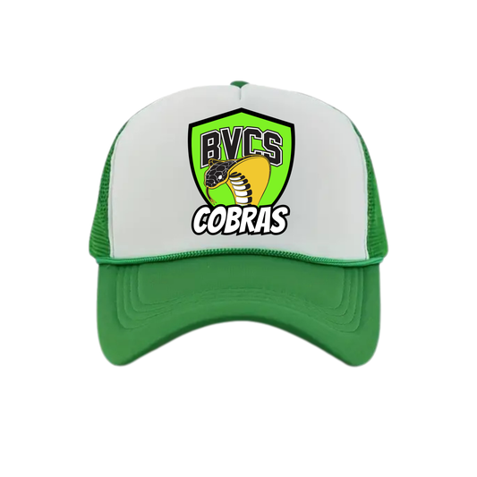BVCS Neon Green Cobra Snapback Hat - Kelly Green / White