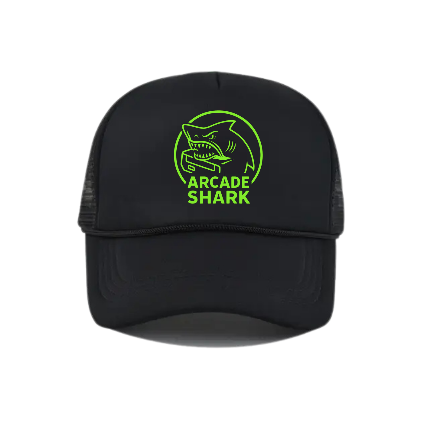 Arcade Shark Logo Snapback Hat - Black / Black