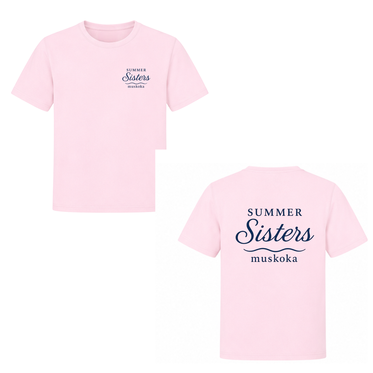 Summer Sisters Muskoka Dual Logo T-Shirt - Soft Pink