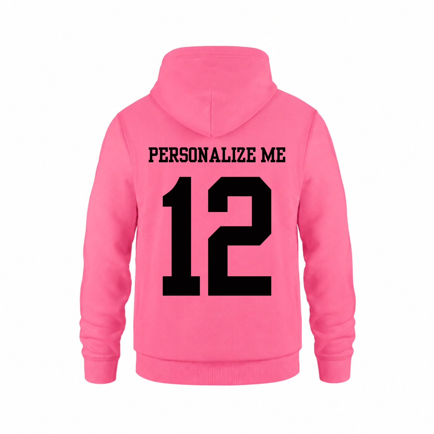 Annette Baseball Hooded Sweatshirt - Annette Script Logo / Personalized - Neon Pink