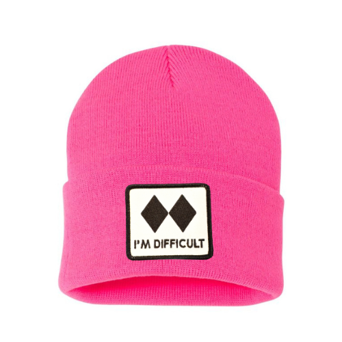 I'm Difficult Patch Knit Toque - Neon Pink