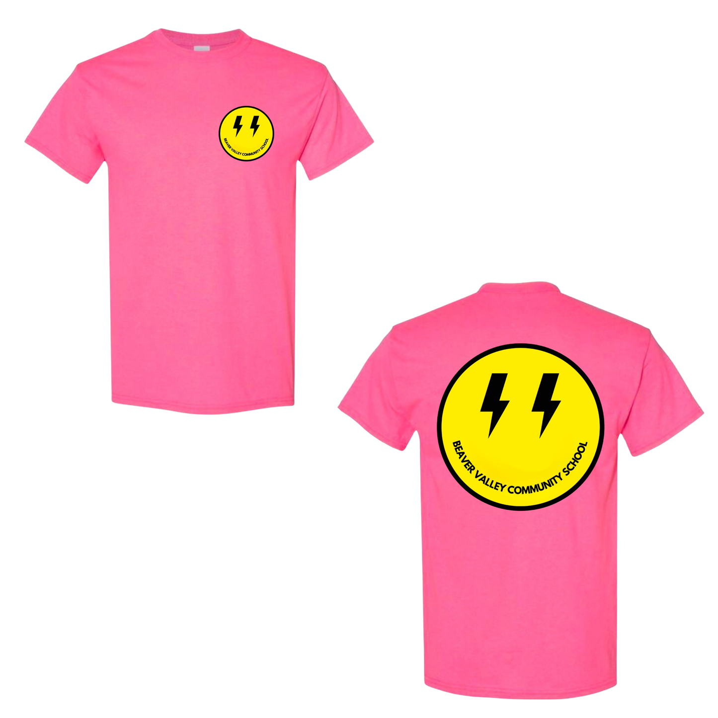 BVCS Bolt Smile Tee - Safety Pink