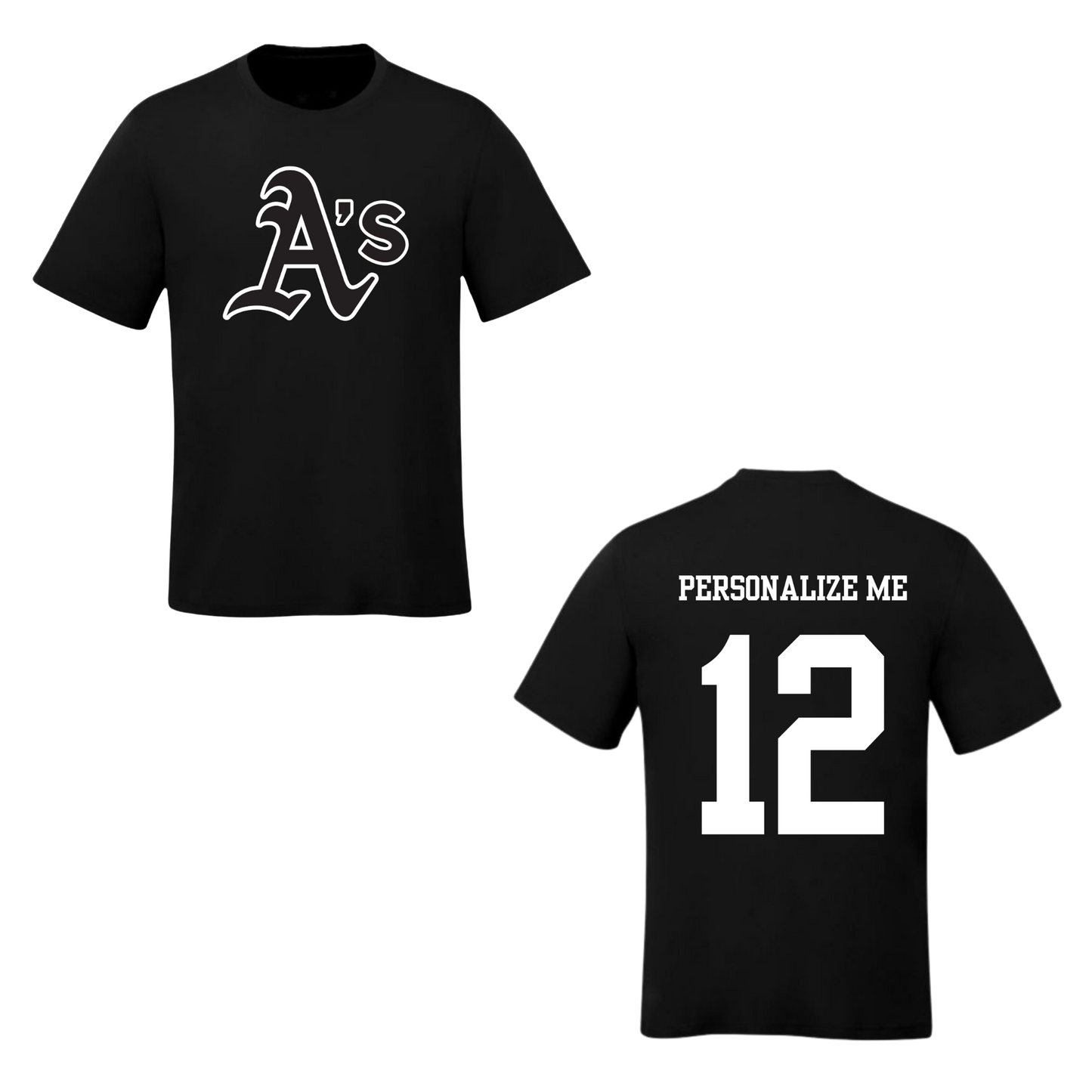 Annette Baseball - "A's" Logo / Personalized - Black