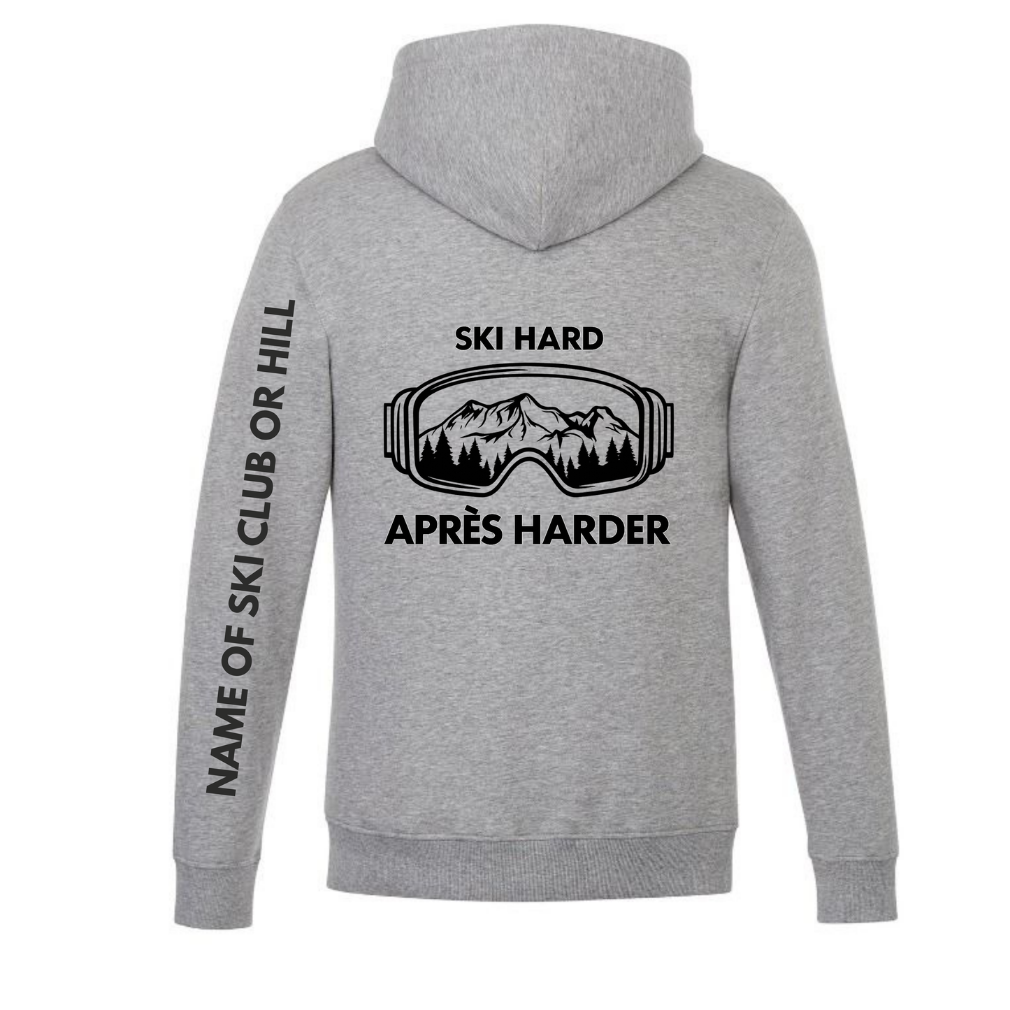 Ski Hard / Après Harder Adult Hooded Sweatshirt - Athletic Grey Heather
