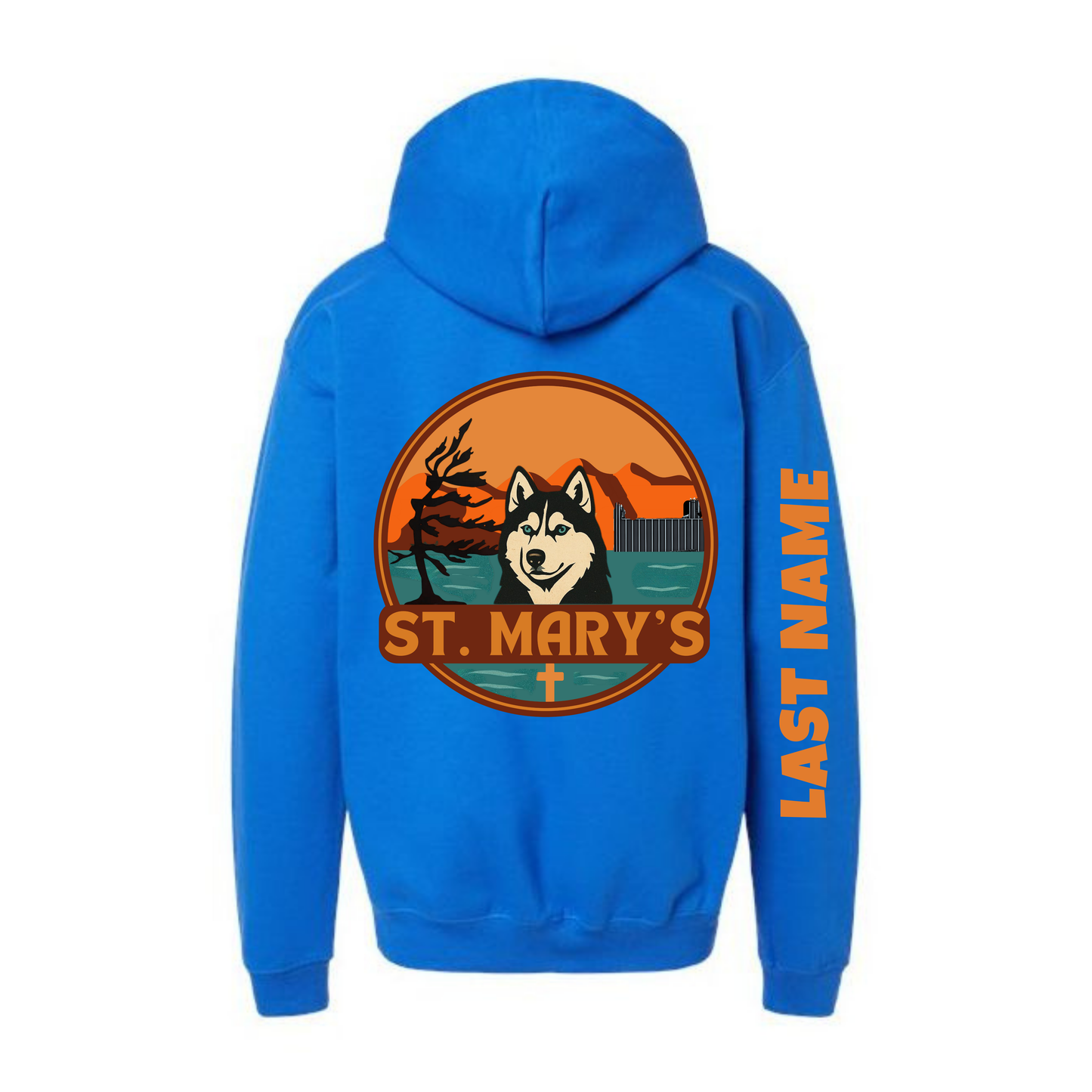 House Water Adult Personalized St. Mary's Oversize Logo Hooded Sweatshirt - Royal