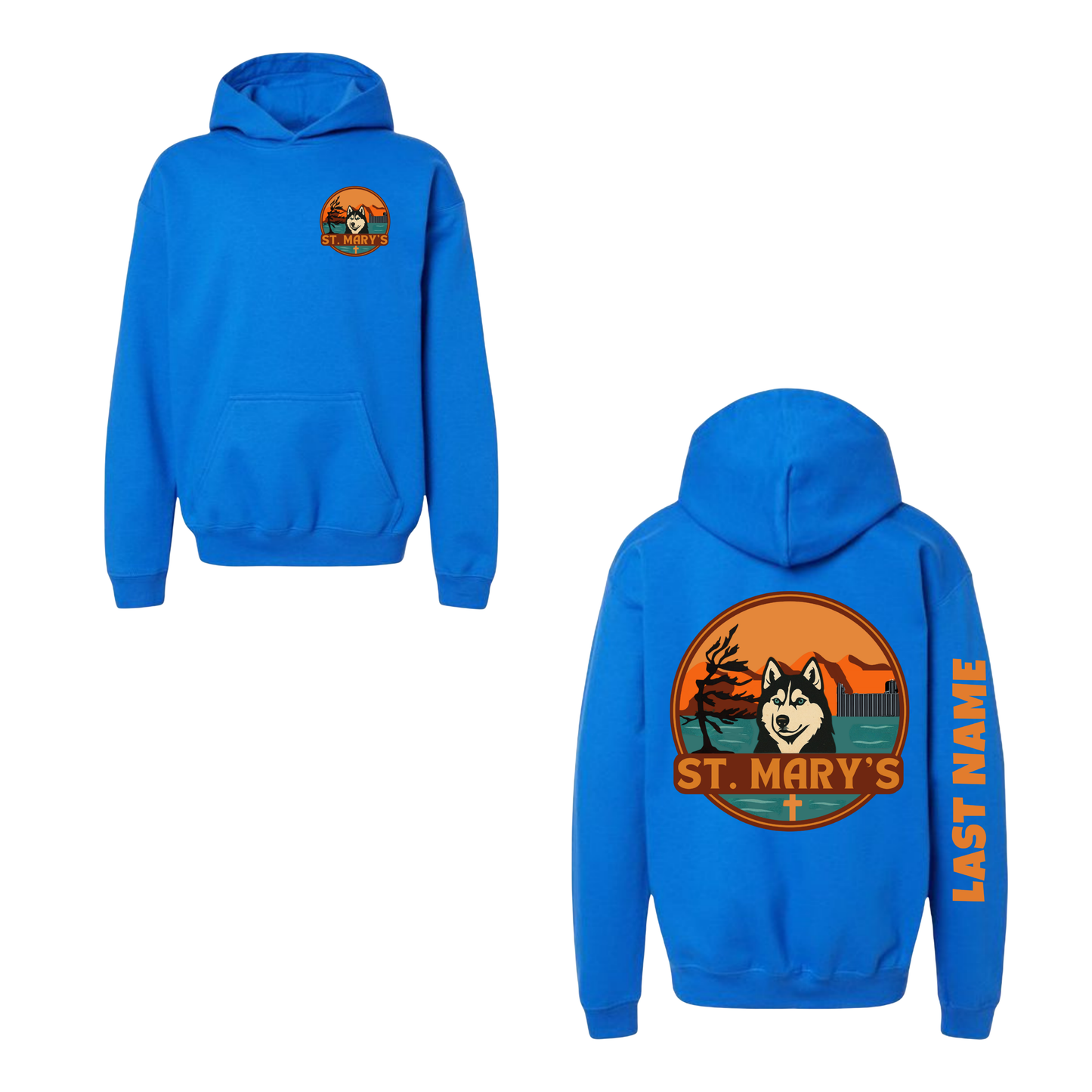 House Water Adult Personalized St. Mary's Oversize Logo Hooded Sweatshirt - Royal