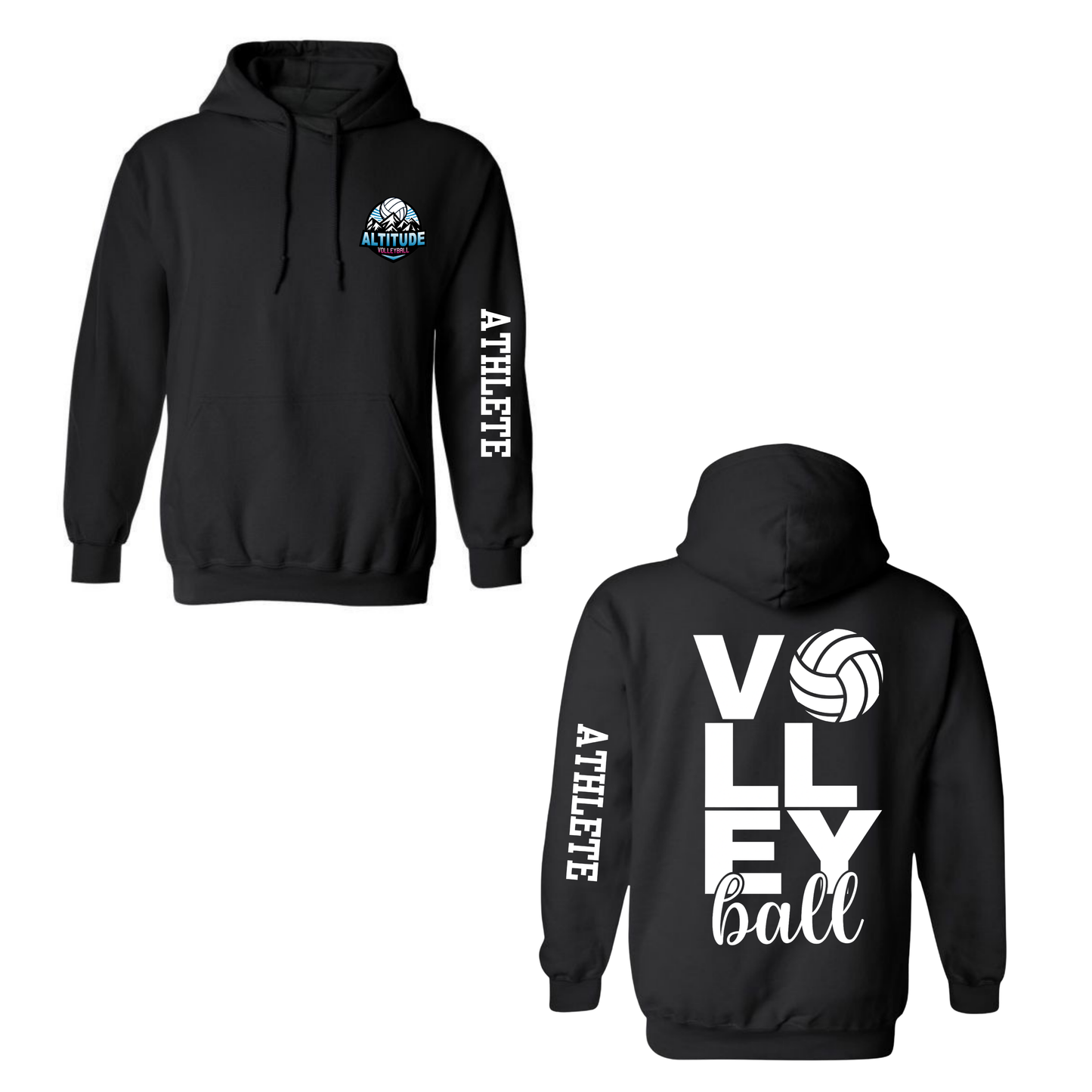 Altitude Personalized Volleyball Hooded Sweatshirt - Black (Youth & Adult)
