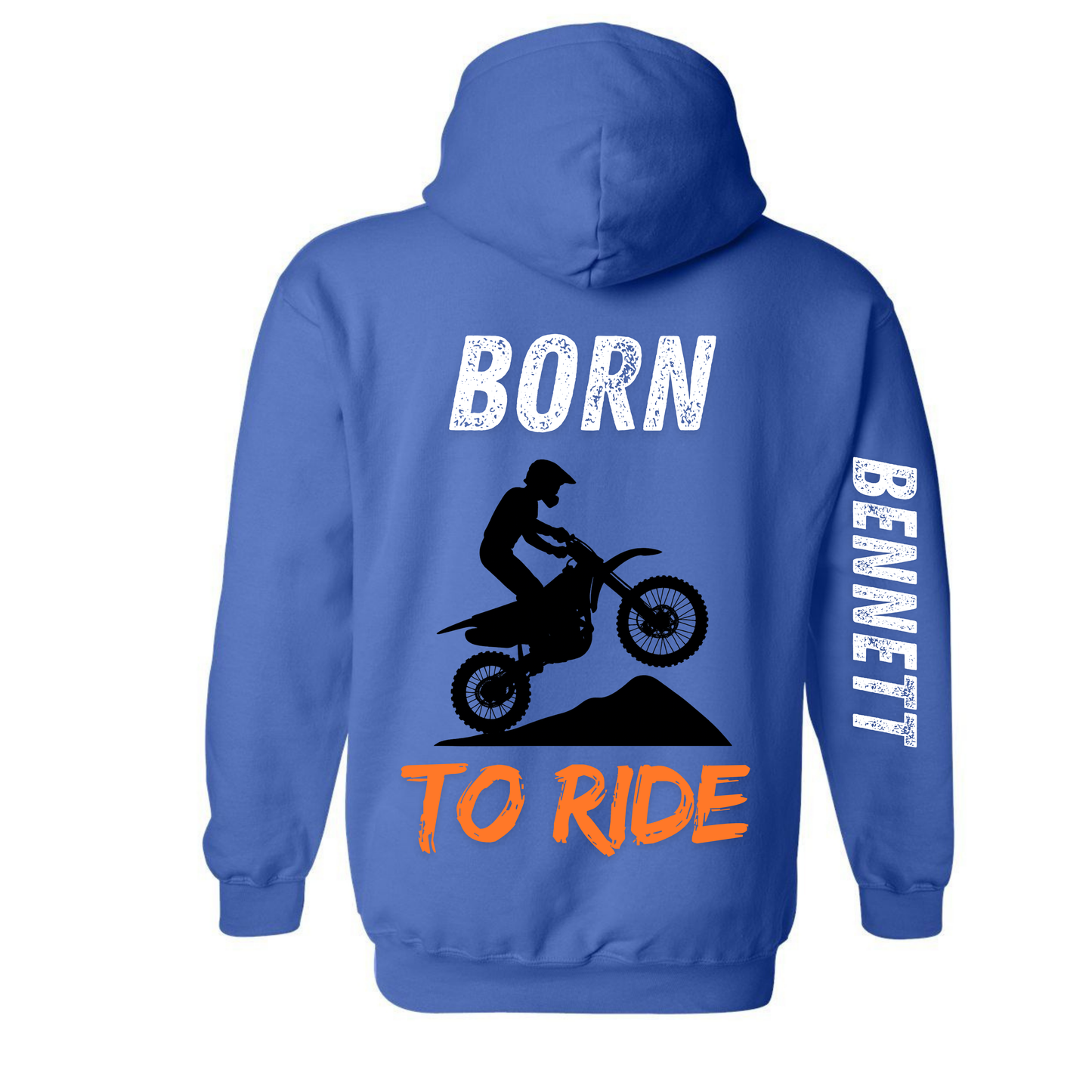 Youth Personalized Born to Ride Hooded Sweatshirt - Royal