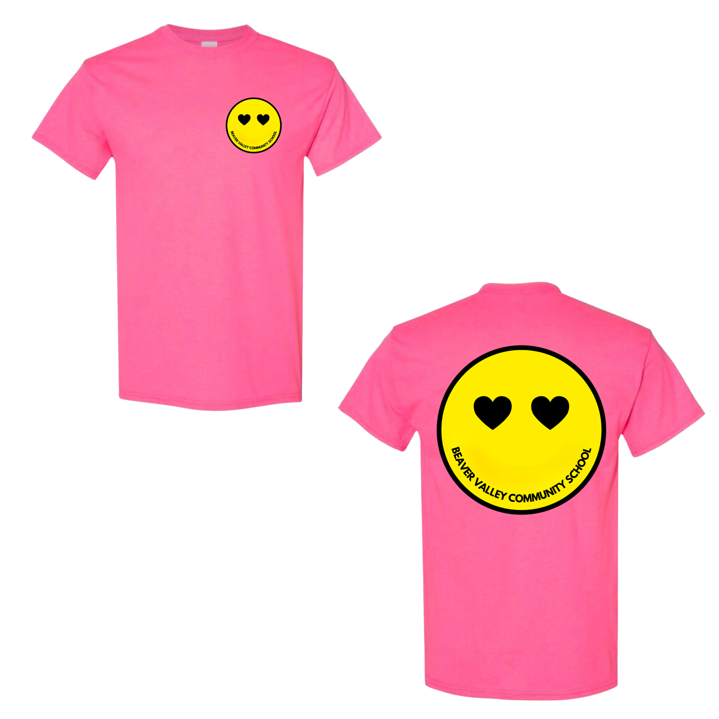 BVCS Heart Smile Tee - Safety Pink