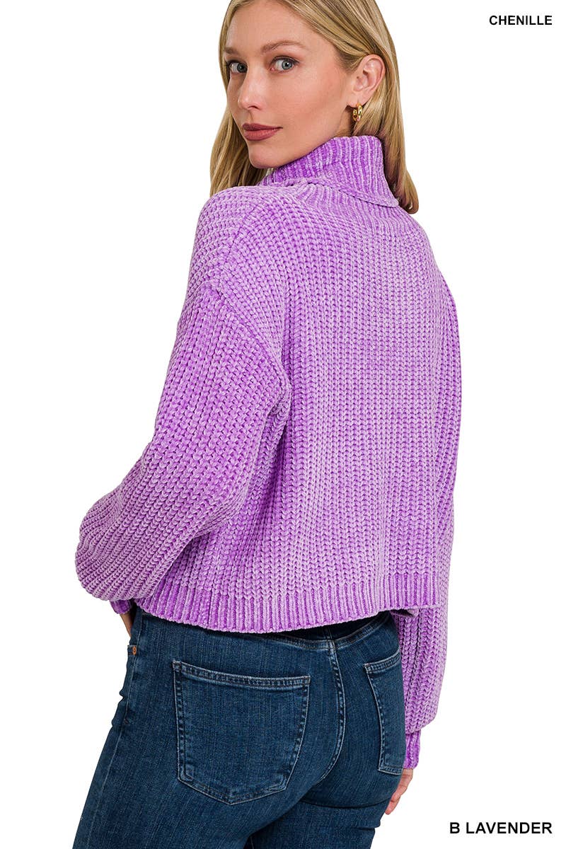 Chenille Turtleneck Sweater - Lavender