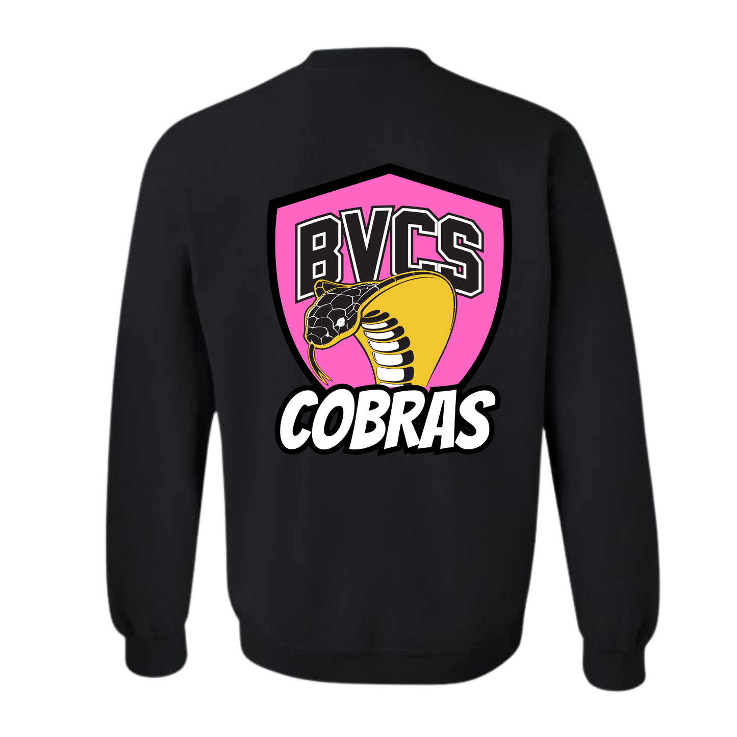BVCS Crewneck Sweatshirt - Neon Pink Cobra Crests - Black