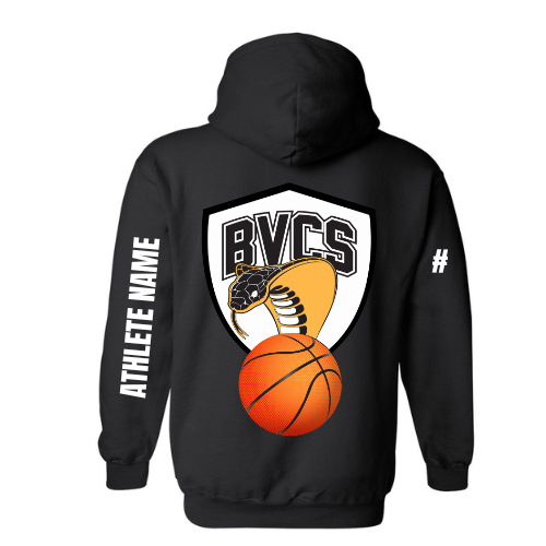 BVCS Basketball Personalized Dual Logo Hooded Sweatshirt - Black (Youth & Adult)