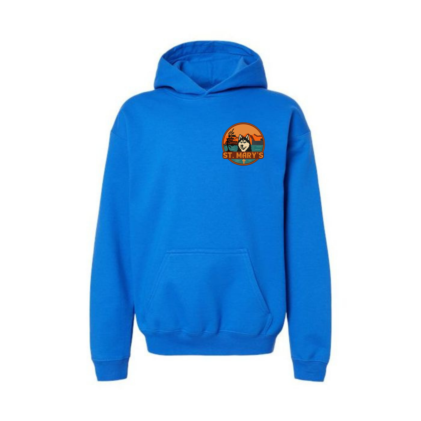 House Water Adult Personalized St. Mary's Oversize Logo Hooded Sweatshirt - Royal