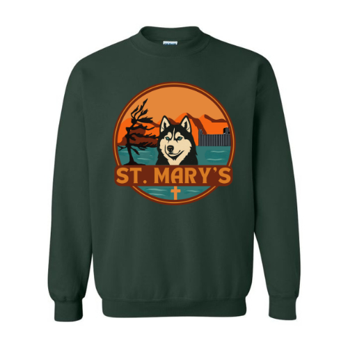 House Earth St. Mary's Crewneck Sweatshirt - Oversize Logo - Forest
