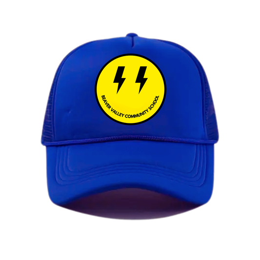 BVCS Bolt Smile Snapback Hat - Royal Blue / Royal Blue