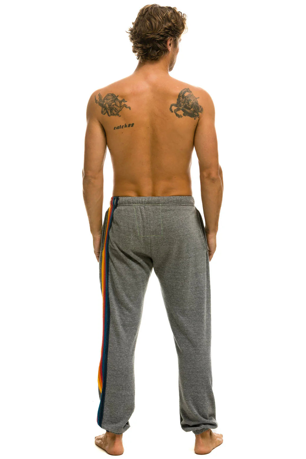 Aviator Nation - Men's 5 Stripe Sweatpants - Heather Grey