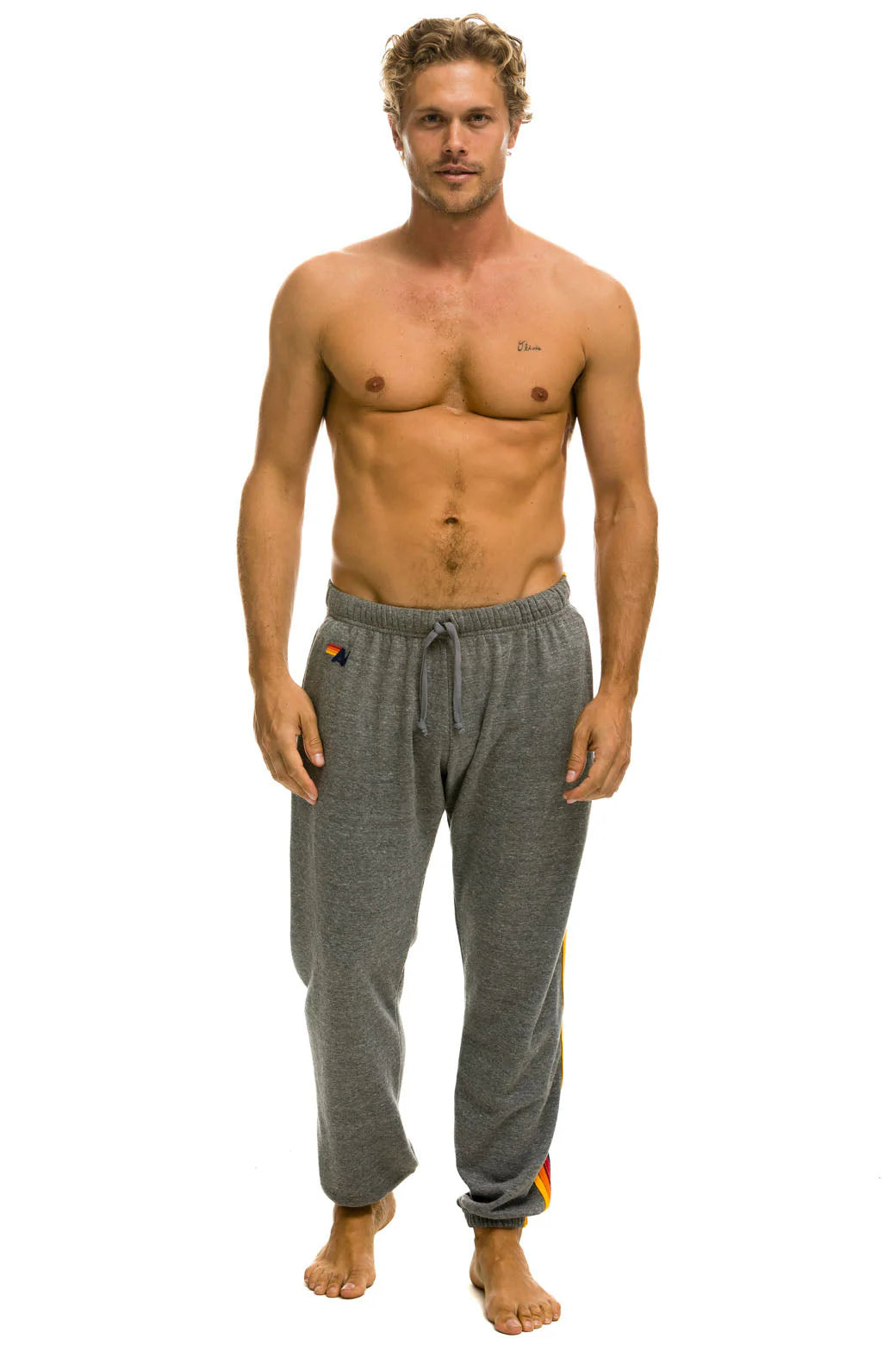 Aviator Nation - Men's 5 Stripe Sweatpants - Heather Grey