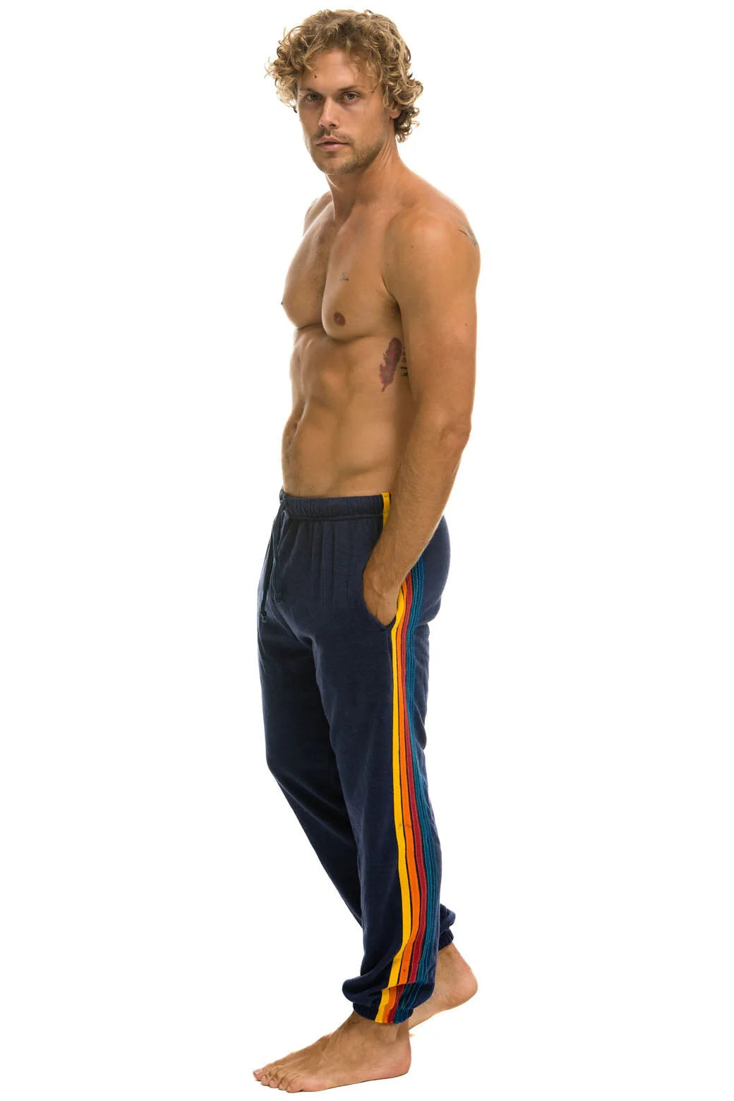 Aviator Nation - Men's 5 Stripe Sweatpants - Navy
