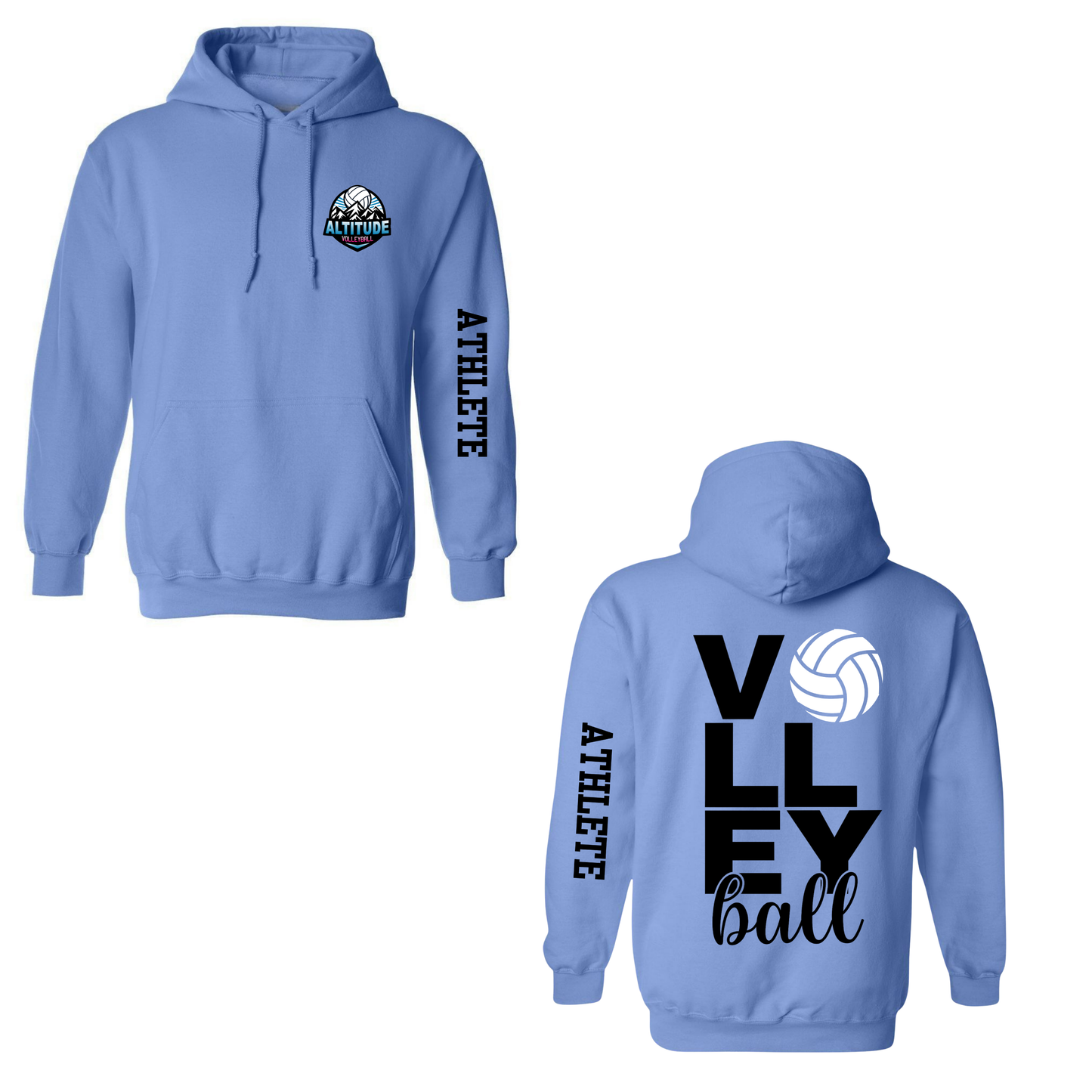 Altitude Personalized Volleyball Hooded Sweatshirt - Carolina Blue (Youth & Adult)
