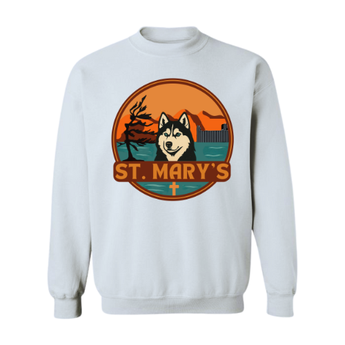 House Wind St. Mary's Crewneck Sweatshirt - Oversize Logo - White