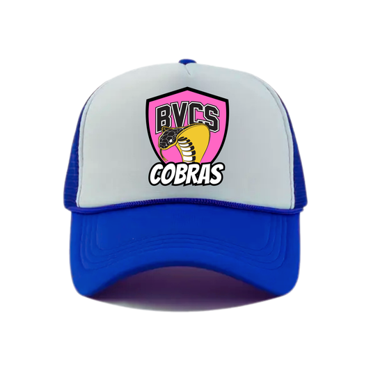 BVCS Neon Pink Cobra Snapback Hat - Royal Blue / White