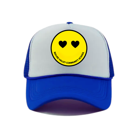 BVCS Heart Smile Snapback Hat - Royal Blue / White