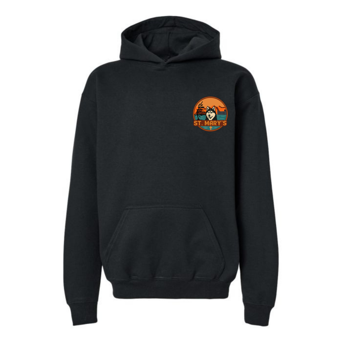 Adult Personalized St. Mary's Oversize Logo Hooded Sweatshirt - Black