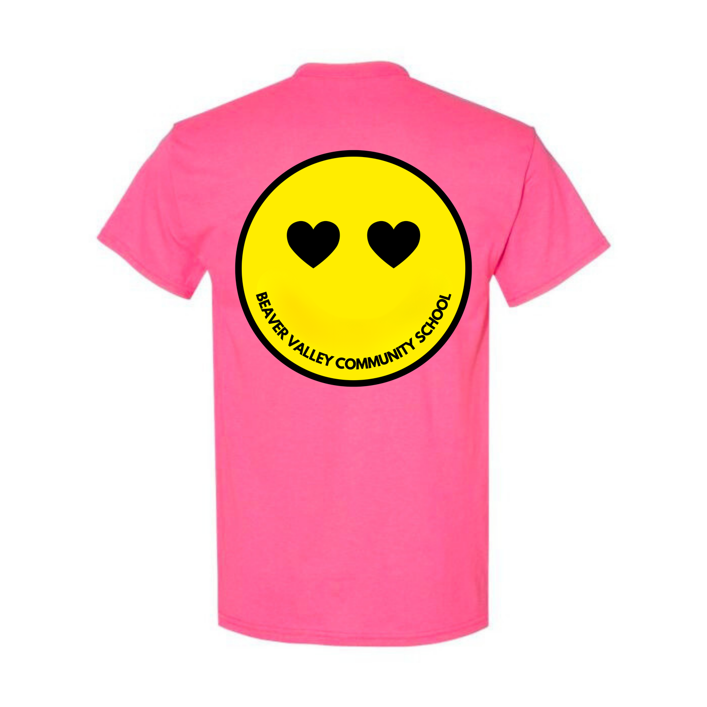 BVCS Heart Smile Tee - Safety Pink