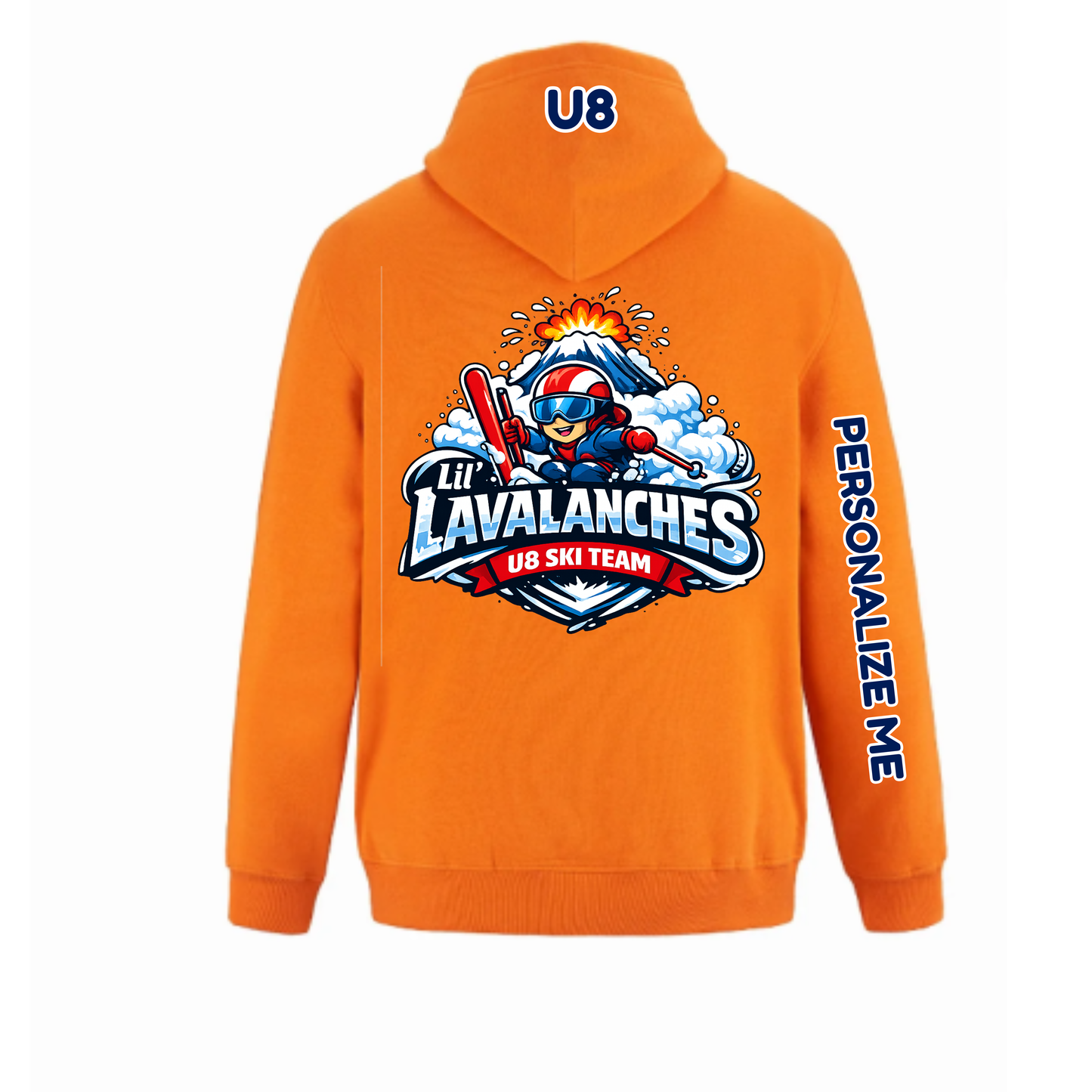 Craigleith U8 Lil Lavalanches Hooded Sweatshirt - Orange / Large Front Logo
