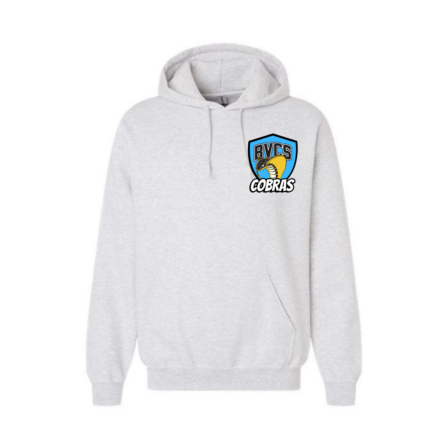 Adult Personalized BVCS Neon Blue Cobra Hooded Sweatshirt - Ash