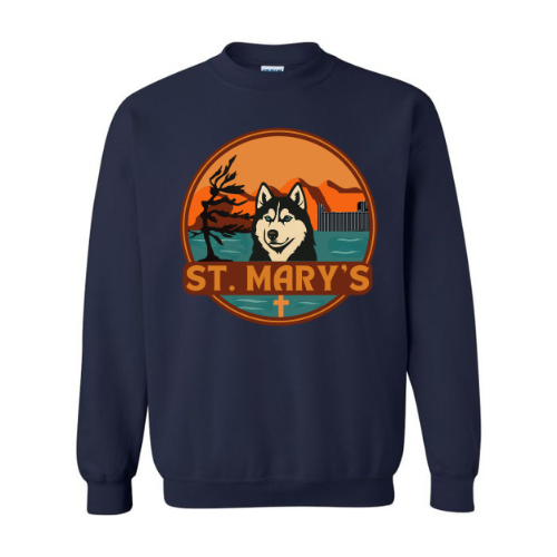 House Water St. Mary's Crewneck Sweatshirt - Oversize Logo - Navy