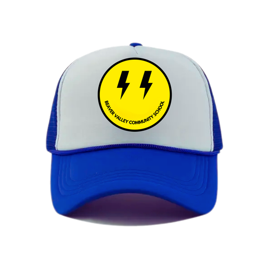 BVCS Bolt Smile Snapback Hat - Royal Blue / White