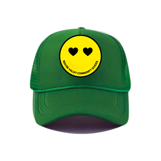 BVCS Heart Smile Snapback Hat - Kelly Green / Kelly Green