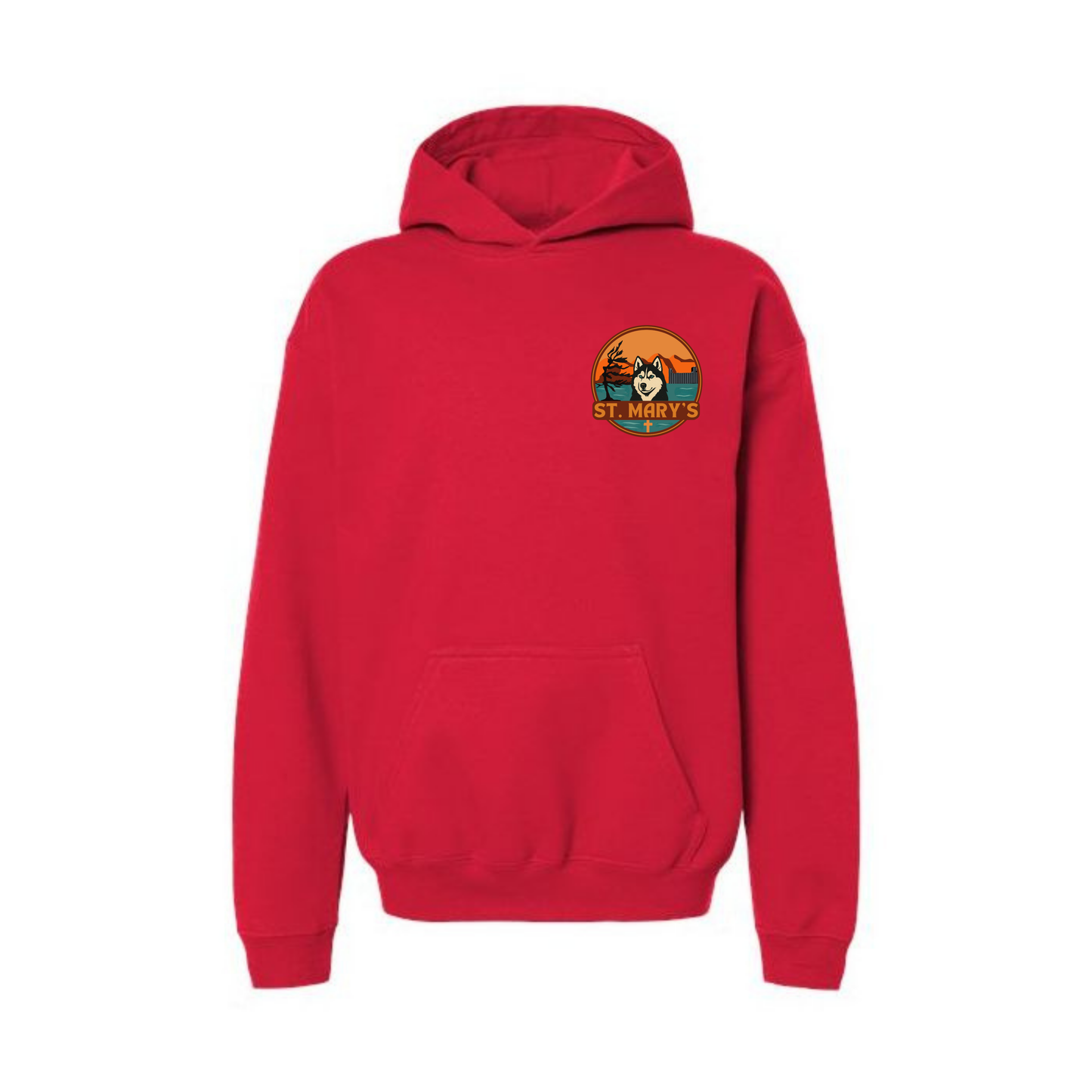 House Fire Adult Personalized St. Mary's Oversize Logo Hooded Sweatshirt - Red