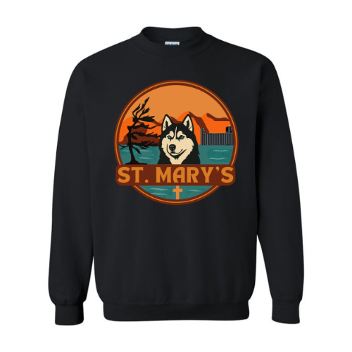 St. Mary's Crewneck Sweatshirt - Oversize Logo -Black