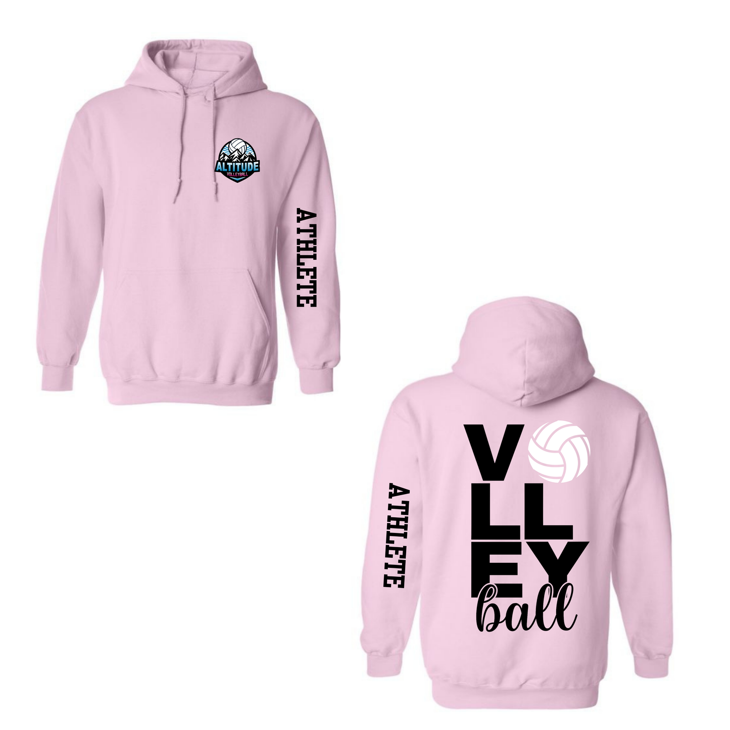 Altitude Personalized Volleyball Hooded Sweatshirt - Soft Pink (Youth & Adult)