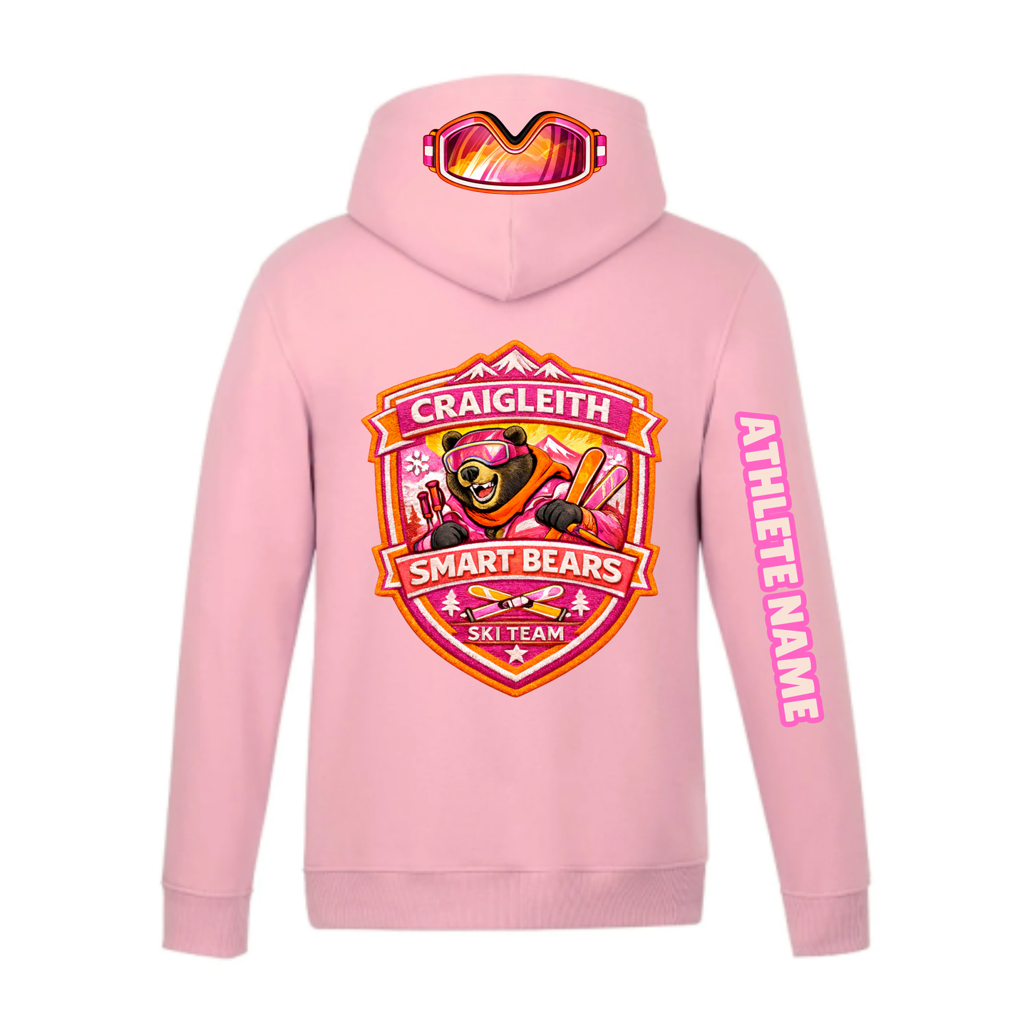 Craigleith Smart Bears Hooded Sweatshirt - Pink / Small Logo