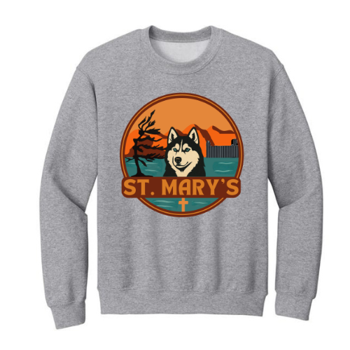 St. Mary's Crewneck Sweatshirt - Oversize Logo - Sport Grey