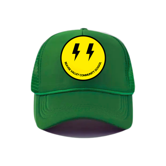 BVCS Bolt Smile Snapback Hat - Kelly Green / Kelly Green