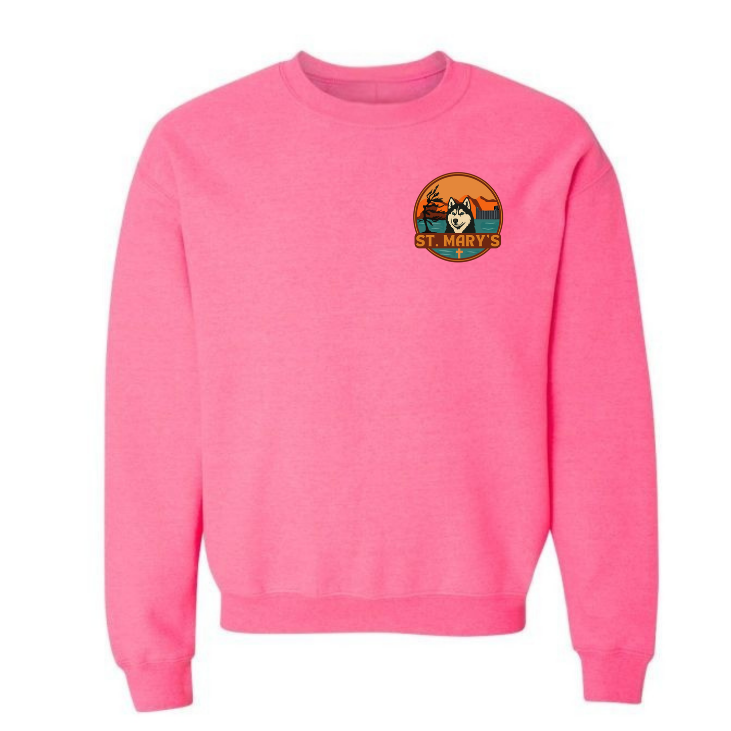 Kindness Collection Personalized St. Mary's Oversize Logo Crewneck Sweatshirt - Safety Pink
