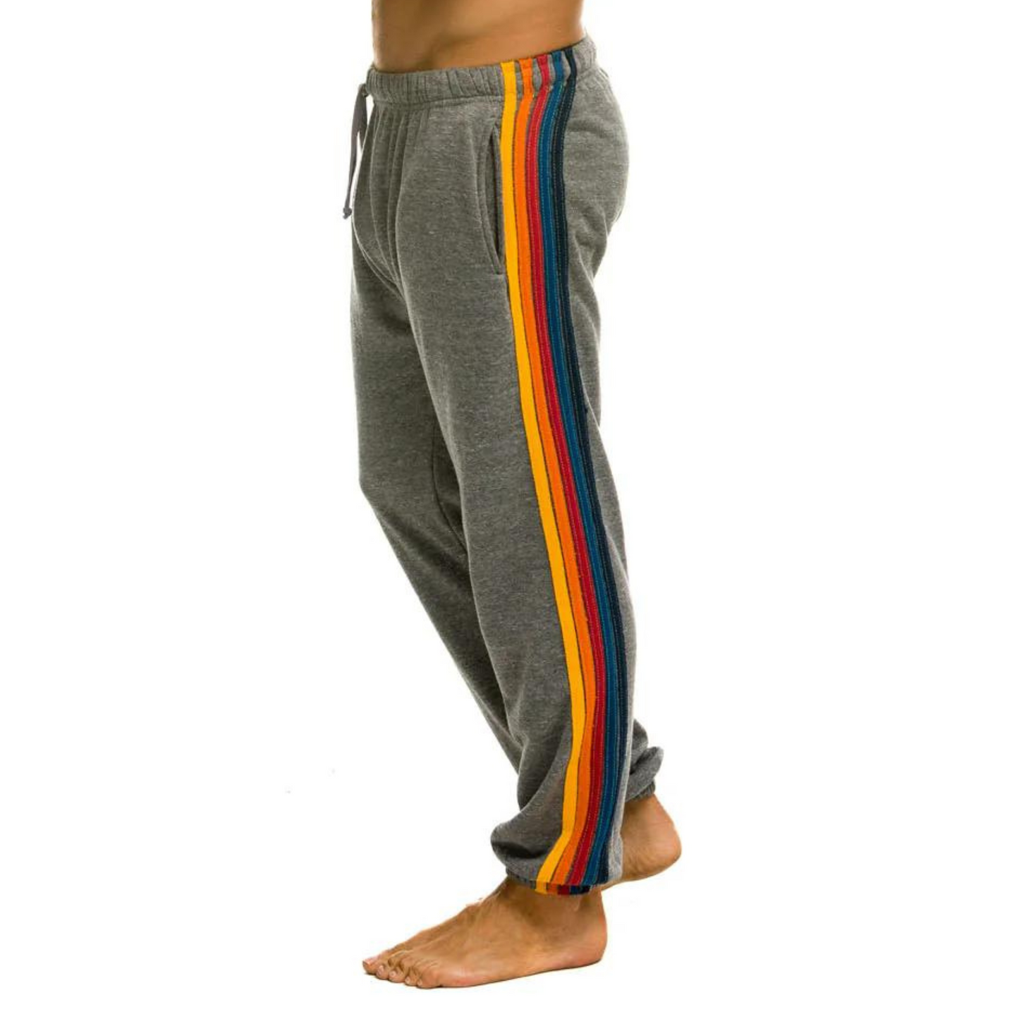Aviator Nation - Men's 5 Stripe Sweatpants - Heather Grey