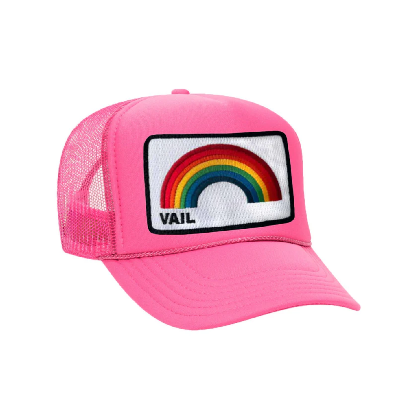 Aviator Nation Adult Vail Rainbow Vintage Low Rise Trucker - Neon Pink