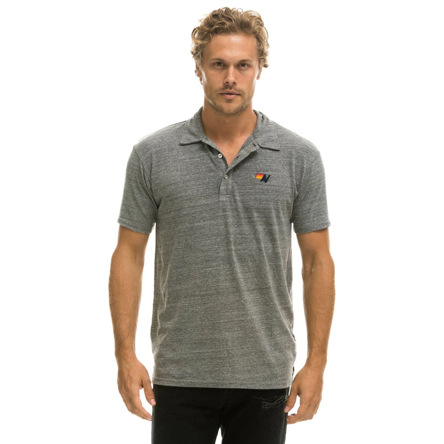 Aviator Nation - Men's Logo Embroidery Polo - Heather Grey