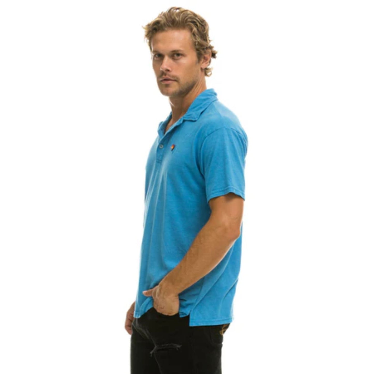 Aviator Nation - Men's Logo Embroidery Polo - Ocean