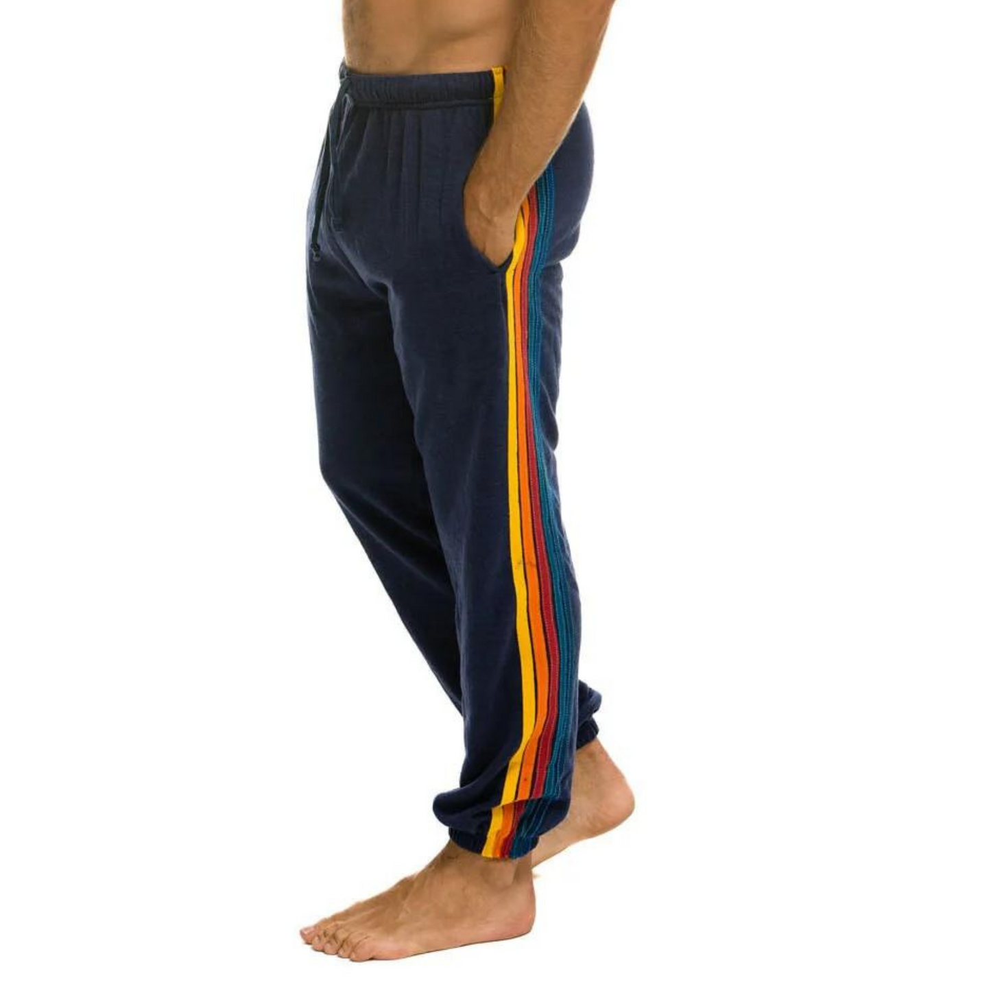 Aviator Nation - Men's 5 Stripe Sweatpants - Navy